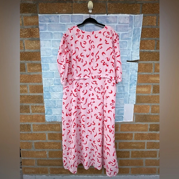 Nobody's Child Plus Felicia squiggle print dress in pink size 20 - Picture 9 of 16